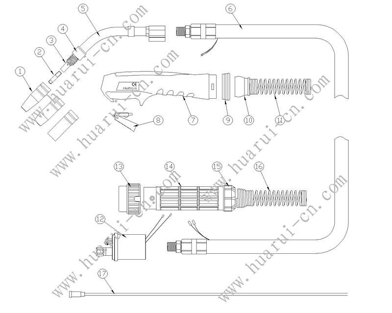 MIG/MAG HRMB15AK Air-Cooled CO2/Mixed Shielded Welding Torch